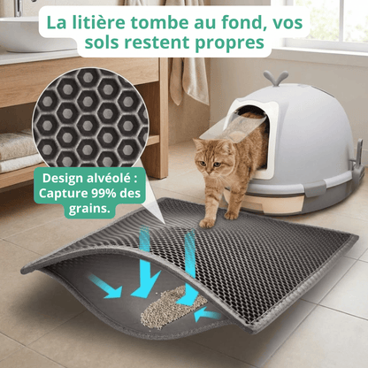 Tapis de Litière Anti-Éclaboussures pour Chat - Gardez vos sols propres !