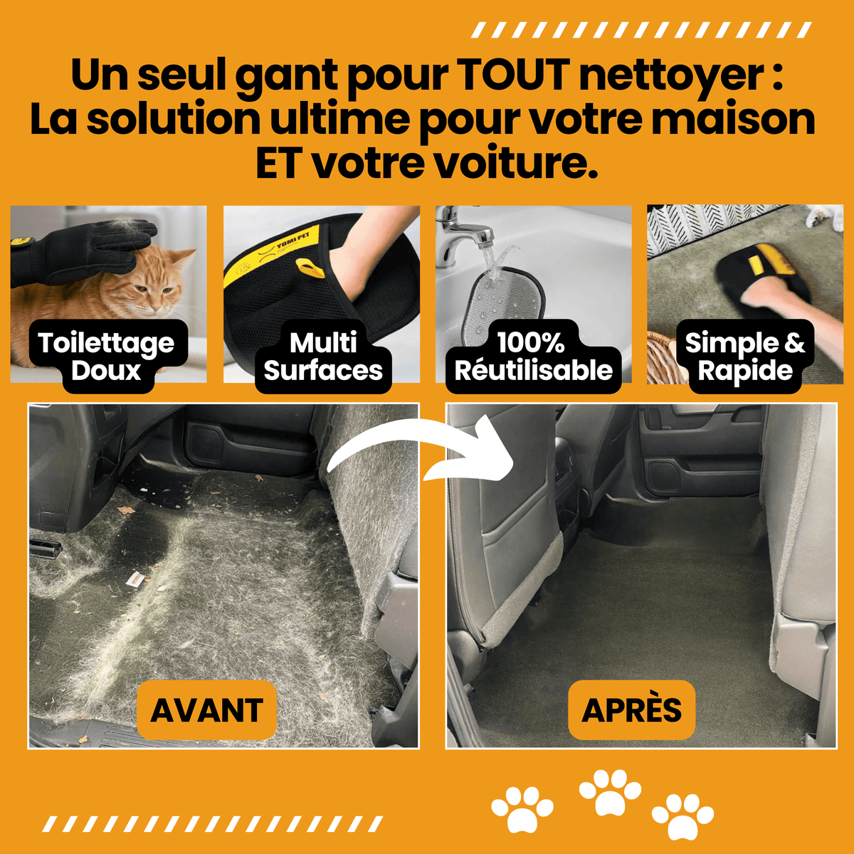 Le Gant GrosMatou — Brossez, massez et ramassez les poils sans effort