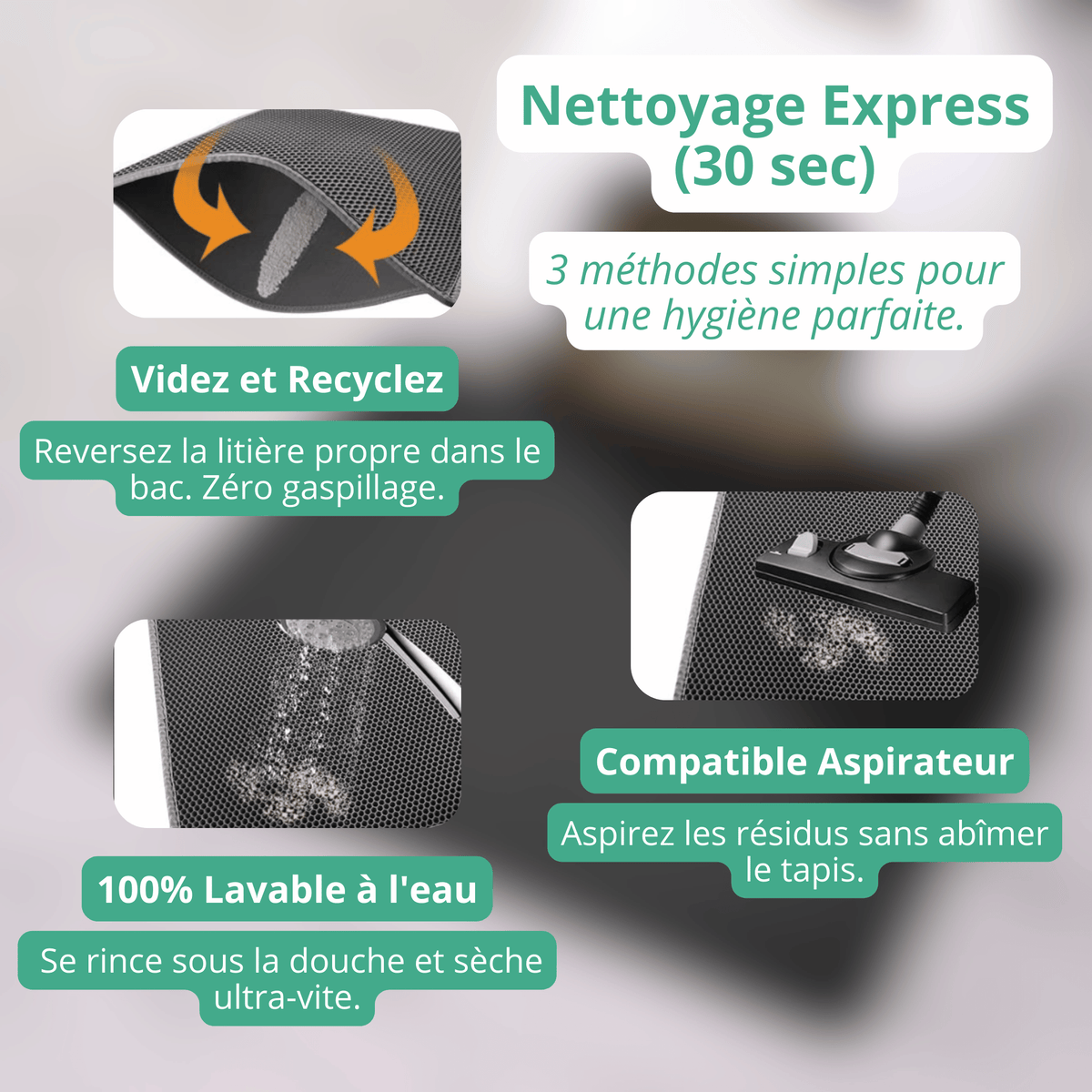 Tapis de Litière Anti-Éclaboussures pour Chat - Gardez vos sols propres !