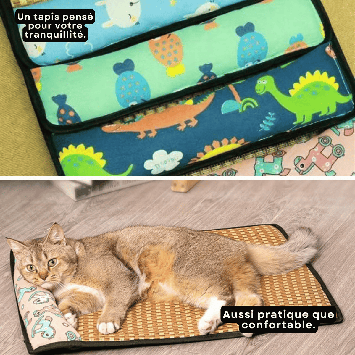 Tapis Rafraîchissant Chat — Confort Été Sans Gel & Antidérapant